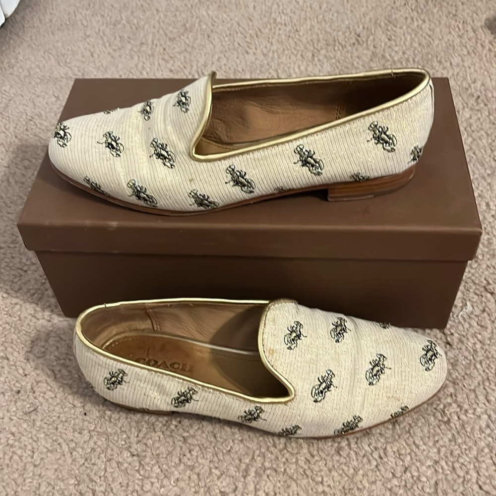 Coach fabric smoking slippers with lobster print